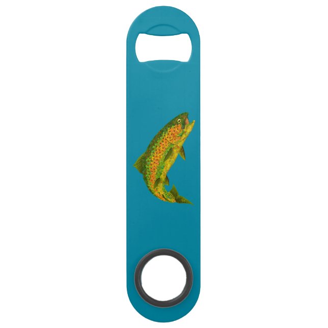 Aspen Leaf Regenbogenforelle 4 Speed Flaschenöffner (Vorderseite)