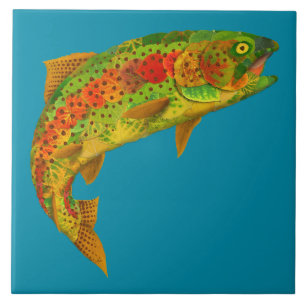 Aspen Leaf Regenbogenforelle 5 Fliese