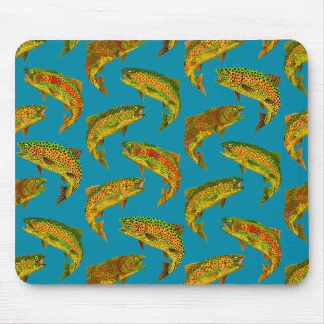 Aspen Leaf Regenbogenforelle Nahtloses Muster 2018 Mousepad (Vorne)