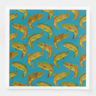 Aspen Leaf Regenbogenforelle Nahtloses Muster 2018 Serviette