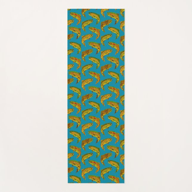 Aspen Leaf Regenbogenforelle Nahtloses Muster 2018 Yogamatte (Vorderseite)