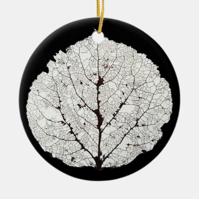 Aspen Leaf Skeleton 1 Keramik Ornament (Vorne)