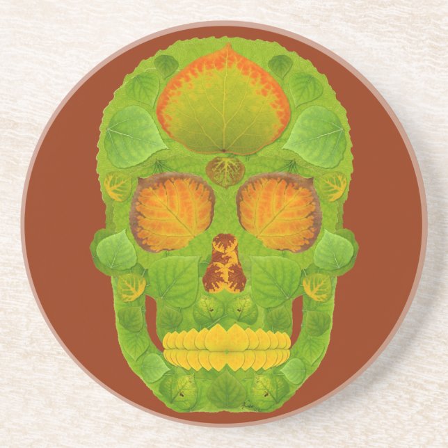 Aspen Leaf Skull 10 Getränkeuntersetzer (Vorne)