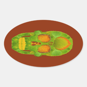Aspen Leaf Skull 10 Ovaler Aufkleber