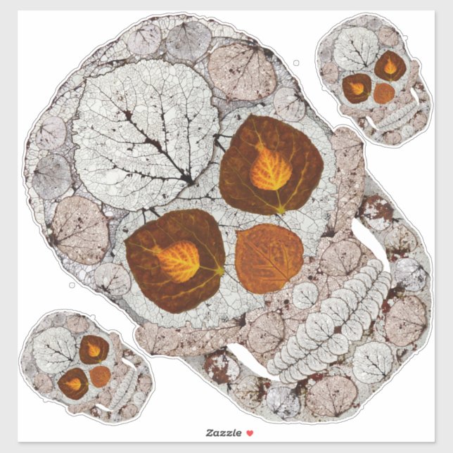 Aspen Leaf Skull 11 Aufkleber (Blatt)