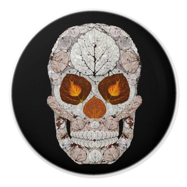 Aspen Leaf Skull 11 Keramikknauf (Vorderseite)