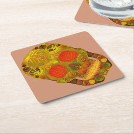 Aspen Leaf Skull 12 Rechteckiger Pappuntersetzer