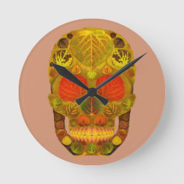 Aspen Leaf Skull 12 Runde Wanduhr