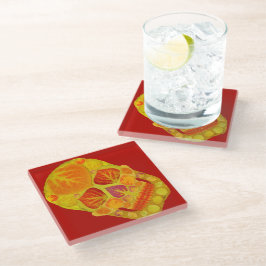 Aspen Leaf Skull 13 Glasuntersetzer