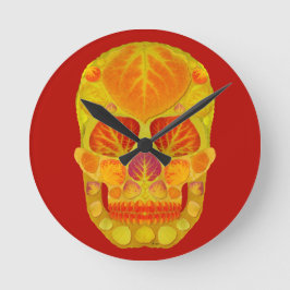 Aspen Leaf Skull 13 Runde Wanduhr