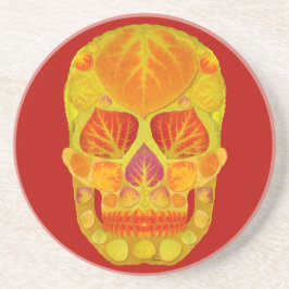 Aspen Leaf Skull 13 Sandstein Untersetzer