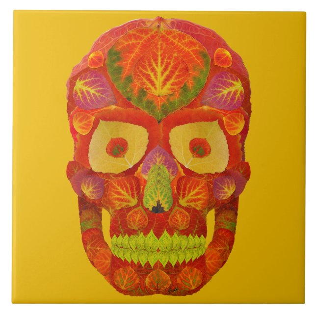 Aspen Leaf Skull 16 Fliese (Vorderseite)