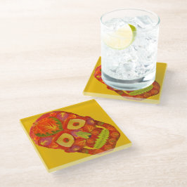 Aspen Leaf Skull 16 Glasuntersetzer