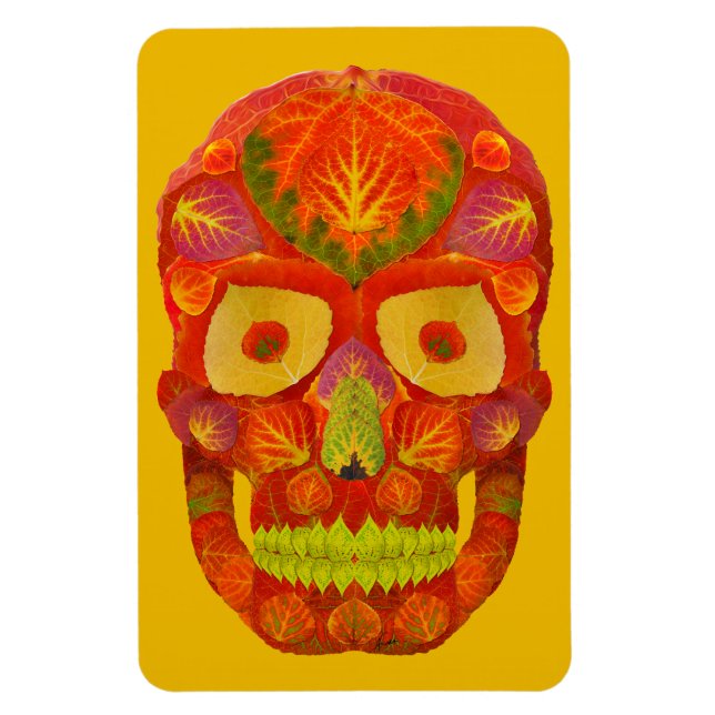 Aspen Leaf Skull 16 Magnet (Vertikal)