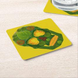 Aspen Leaf Skull 9 Rechteckiger Pappuntersetzer