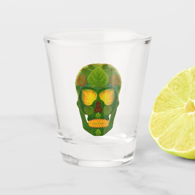 Aspen Leaf Skull 9 Schnapsglas (Vorderseite)