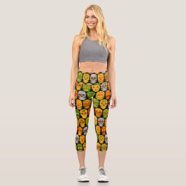 Aspen Leaf Skulls nahtloses Muster 2018 Capri Leggings
