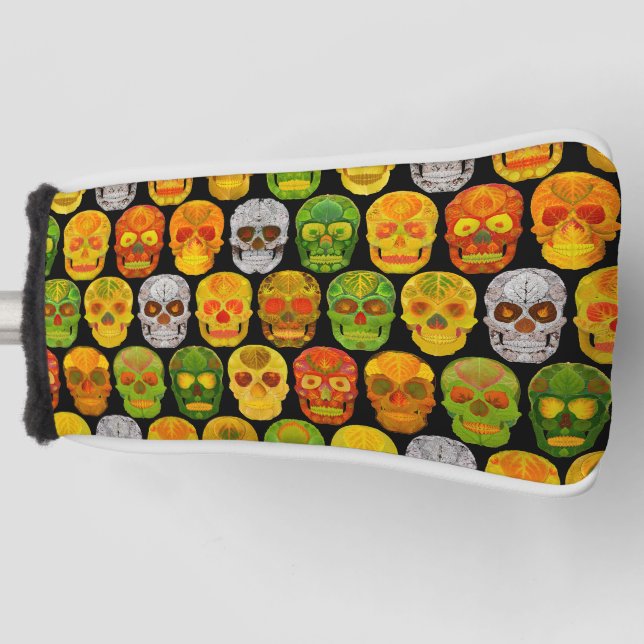 Aspen Leaf Skulls nahtloses Muster 2018 Golf Headcover (Vorderseite)