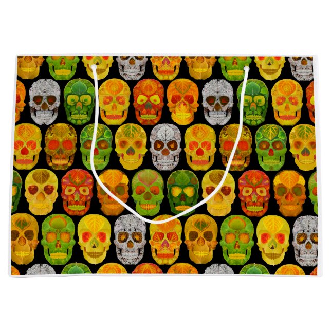 Aspen Leaf Skulls nahtloses Muster 2018 Große Geschenktüte (Vorderseite)