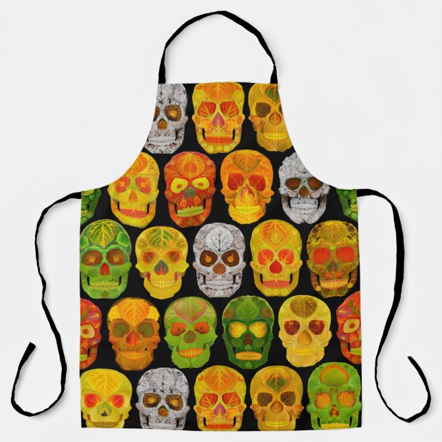 Aspen Leaf Skulls nahtloses Muster 2018 Schürze (Vorderseite)