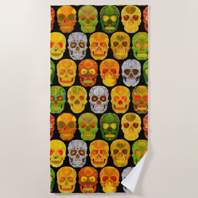 Aspen Leaf Skulls nahtloses Muster 2018 Strandtuch (Vorderseite)