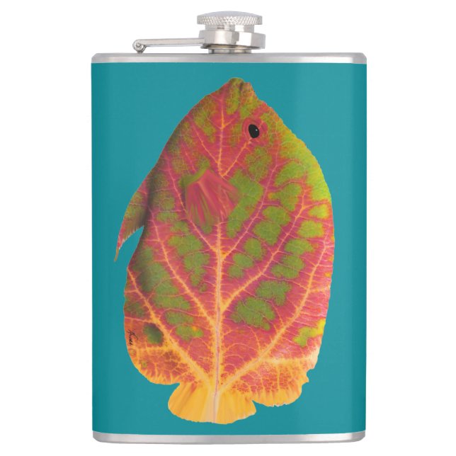 Aspen Leaf Tropische Fische 1 Flachmann (Vorderseite)