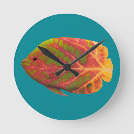 Aspen Leaf Tropische Fische 1 Runde Wanduhr
