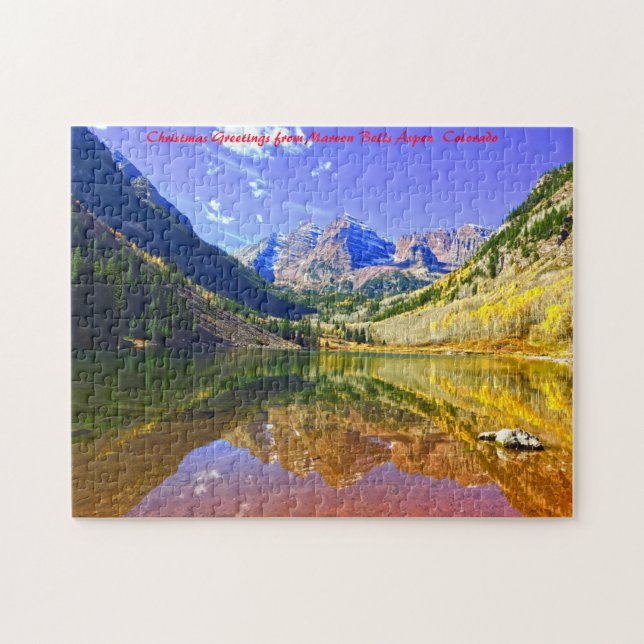 Aspen Maroon Bells Colorado. Weihnachtsgrüße Puzzle (Horizontal)
