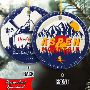 Aspen Mountain Colorado Vintage Skitouren Keramik Ornament