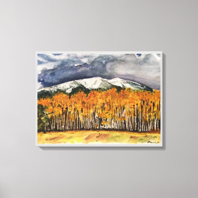 Aspen Mountains Aquarell Print Leinwand 24x18 (Vorderseite)