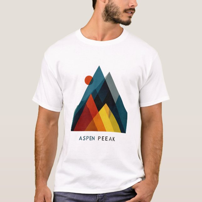 Aspen Peak – Mid-Century Geometric Mountain Poster T-Shirt (Vorderseite)