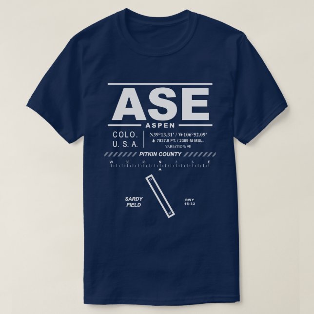 Aspen Pitkin Landkreis Airport ASE T - Shirt (Design vorne)