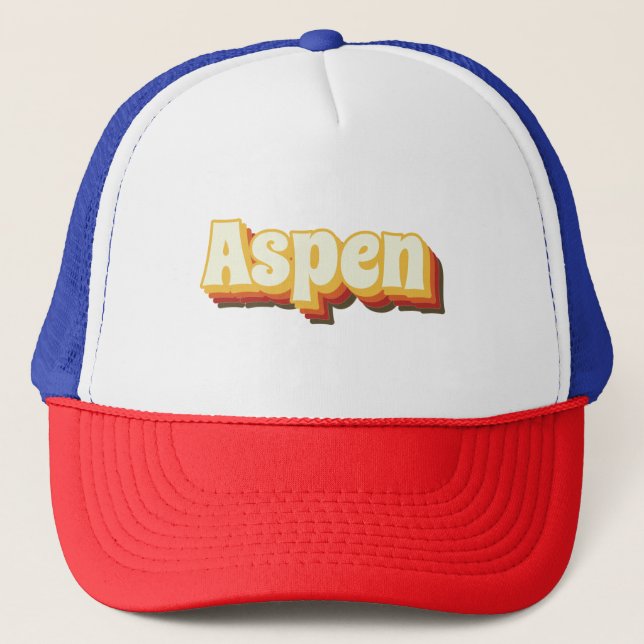 Aspen Retro Vintager Text Truckerkappe (Vorderseite)