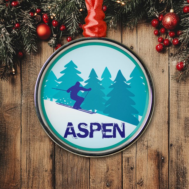 Aspen Ski Circle Ornament Aus Metall (Von Creator hochgeladen)