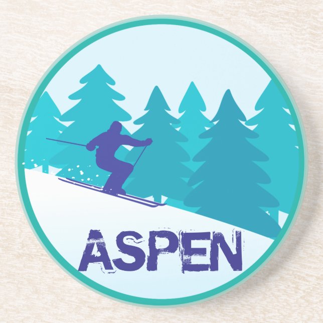 Aspen-Ski-Kreis Sandstein Untersetzer (Vorne)