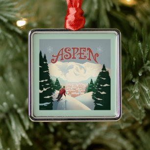 Aspen Skier Colorado Ornament Aus Metall