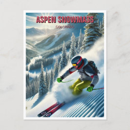 Aspen Snowmassenskifahrer Postkarte