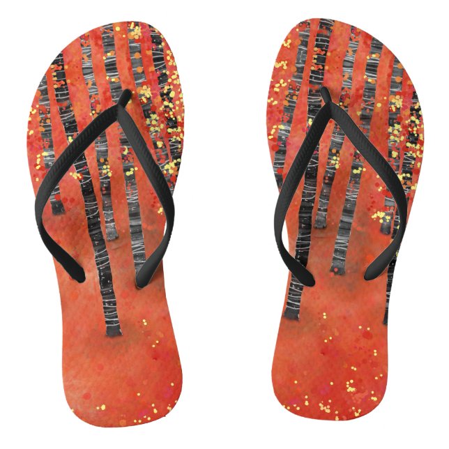 Aspen Tree Forest Abstrakte rote Landschaft Flip Flops (Fußbett)