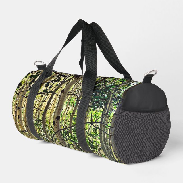 Aspen Tree Forest – Vibrant Yellows & Yellow‑Green Duffle Bag (Rechte Ecke)