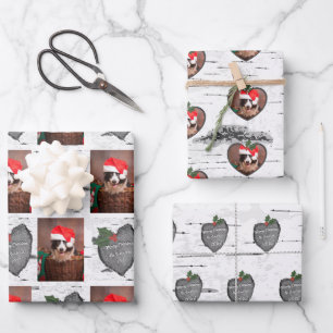 Aspen Tree Rustic Wood Heart Family Foto Xmas Geschenkpapier Set
