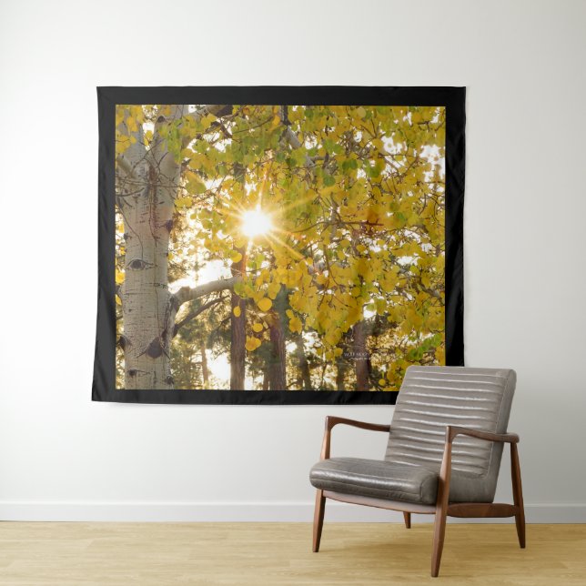 Aspen Tree with Yellow Fall Foliage Sunburst 68x80 Wandteppich (Beispiel (Horizontal))