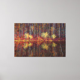 Aspen trees forest by the lake leinwanddruck