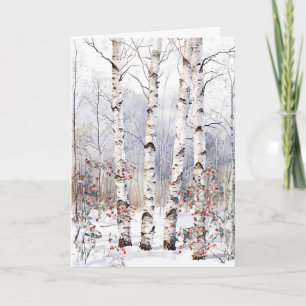 Aspen Trees im Winter Weihnachtsblankkarte Feiertagskarte