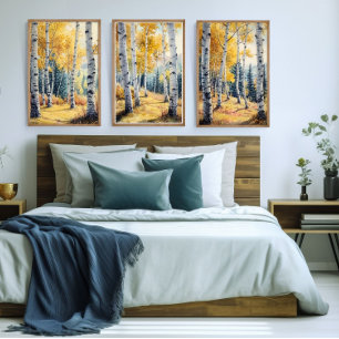 Aspen Trees Set von 3 Printen, Triptych, Wasserfar