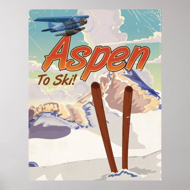 Aspen USA Vintages Skifahrplakat Poster (Vorne)