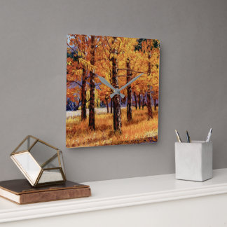 Aspens of Colorado in Vibrant Fall Splendor Quadratische Wanduhr