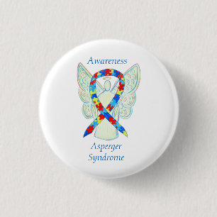 Asperger-Syndrom Angel Puzzle Ribbon-Buttone Button