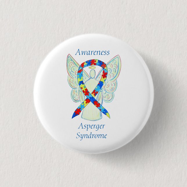 Asperger-Syndrom Angel Puzzle Ribbon-Buttone Button (Vorderseite)