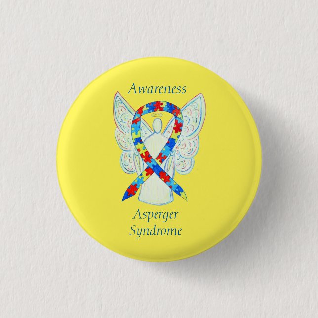 Asperger-Syndrom Angel Puzzle Ribbon-Buttone Button (Vorderseite)