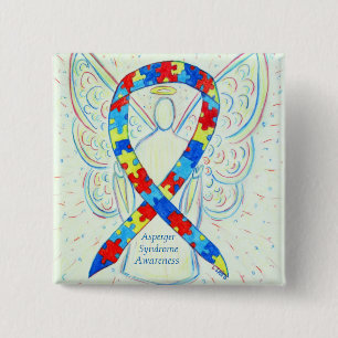 Asperger-Syndrom Angel Puzzle Ribbon-Buttone Button